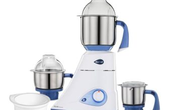 Preethi Diamond 750 Watt Mixer Grinder Stainless Steel | 3 Jars & Flexi lid | 2yr Guarantee & Lifelong Free Service | FBT Motor I Powerful Grinding & Blending Perfect for Smoothies & More White Color