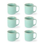 CELLO Estella Nexus Color Tropical Plain Mug Set of 6, 250ml, Blue | Scratch Resistant | Porcelain Tea, Coffee Mug Set | Ideal for Daily Use & Gifting | Dishwasher Safe | Big Mug |