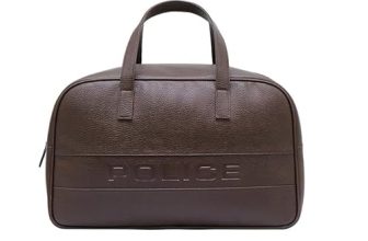 Police Men’s Brown Vegan Leather 40 L Duffle Bag | Premium Travel & Gym Bag | Top Handle Carry | Spacious & Durable Design (Dark Brown)