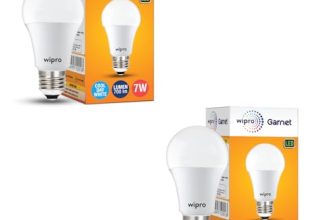 Wipro Garnet 7W LED Bulb for Home & Office |Cool Day White (6500K) | E27 Base|220 degree Light coverage |4Kv Surge Protection |400V High Voltage Protection |Energy Efficient | Pack of 2