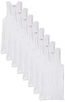 Rupa Jon Men 100% Cotton Regular Fit Sleeveless Vest | Fabric | Round Neck | Pack of 9 White, Small