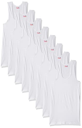 Rupa Jon Men 100% Cotton Regular Fit Sleeveless Vest | Fabric | Round Neck | Pack of 9 White, Small