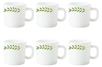 Larah by BOROSIL Botanica Opalware Mug Set (White) – 6-Pieces