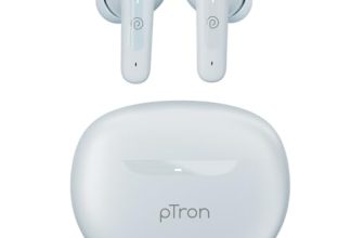 pTron Bassbuds Astra in-Ear TWS Earbuds w/Stereo Sound, 34Hrs Playtime, Stereo Calls, Custom EQ, Mobile App, BTv5.3 Headphones, Touch Control, Voice Assistant, Type C Charging & IPX4 (Grey)