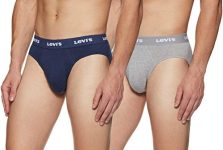 Levi’s Men’s Cotton BRIEF (Pack of 2) (PR81466_Lt. Grey Melange, Navy Melange_L_Lt. Grey Melange,Navy Melange_L)