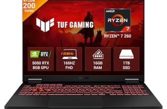 ASUS TUF A16 (2026), AMD Ryzen 7 260, RTX 5050-8GB, 16GB RAM, 1TB SSD, FHD+, 16″, (40 cm), Windows 11 Home, M365 Basic(1 Year)* Office 2024, Jaeger Gray, 2.2 Kg, FA608UH-RV112WS, Gaming Laptop