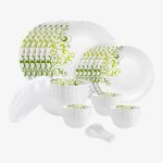 cello Pack of 34 Opalware Dazzle Oleander|Crockery Set | Dinner Set(White, Microwave Safe)