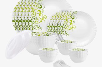 cello Pack of 34 Opalware Dazzle Oleander|Crockery Set | Dinner Set(White, Microwave Safe)