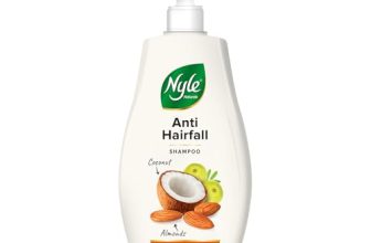 Nyle Naturals Anti-Hairfall Shampoo, With Coconut Milk, Badam and Amla, Gentle & Soft Shampoo, pH Balanced and Paraben Free,For Men and Women, 800ml