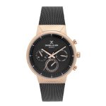 Daniel Klein Analog Black Round Dial Rose Gold Case Black Mesh Strap Multifunction Water-Resistant Wrist Watch for Men Boys DK11750-3