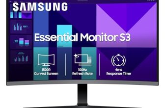 Samsung 32″ (80 cm) S3 1500R Curved Monitor|FHD 1920 x 1080|100 Hz|4 ms|Ports-HDMI,VGA|Game Mode|Eye Saver Mode|LS32D390GAWXXL||Wall Mountable|Black