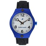 Fastrack Mens Analog White Dial Black Band Fabric Watch