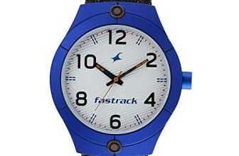 Fastrack Mens Analog White Dial Black Band Fabric Watch