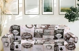 Amazon Brand – Solimo Polyester Streachable Retro Printed Coffee Day Sofa Cover (Two Seater Sofa Cover,Cream)
