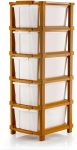 J K INTERNATIONAL 5 Compartments Plastic Multipurpose Drawer, Storage Organizer Home(White)