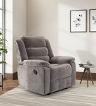Nilkamal Sierra Velvet Fabric Manual Recliner | 1 Seater Sofa | Single Sofa Recliner | Brown (Grey)