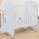 Little Olive Cuddle Wood Infant Cot For New Born – White Cot(Off White)