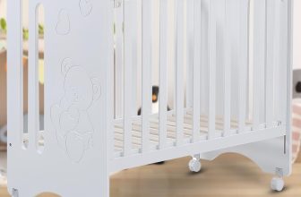 Little Olive Cuddle Wood Infant Cot For New Born – White Cot(Off White)