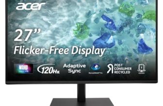 acer B277U GB 27 inch WQHD (2560×1440) IPS Monitor | ErgoStand Tilt Swivel Pivot Height Adjust | 120Hz AdaptiveSync |TUV Low BlueLight | Strong Sturdy Design | HDMI DP Audio Out | Speakers I Black