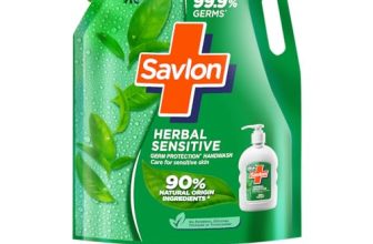 ITC Savlon Herbal Sensitive Germ Protection Liquid Handwash Refill Pack 1.3L | 99.9% Germ Protection | 90% Natural Origin Ingredients | Family Size Refill Hand wash | Value Pack