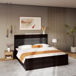Godrej Interio Bed Upmods Lattice King Size Engineered Wood Bed with Hydraulic Storage, 1-Year Warranty, Cinnamon & Gun Metal, Metal & Particle Board