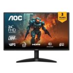 AOC 24B36H 23.8-Inch IPS Full HD Monitor, 100Hz Refresh Rate, 1ms Response Time, 3-Sided Frameless Design, Adaptive Sync, SRGB 105%, Mega DCR, HDMI Port, Flicker-Free Technology for Smooth Viewing