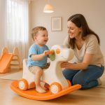 Amazon Brand – Jam & Honey 3-in-1 Puppy Push On Ride On Rocker for Kids | Balancing Board | Backrest | Easy Grip | Four Wheel | Durable and Safe | Lightweight | Animal Theme | 12 Months+ | Orange
