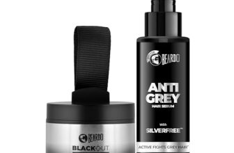 Beardo Anti Grey Hair Serum & Blackout Powder | Root Touch Up for Hair | Instantly Covers Grey Roots, Beard Patches & Bald Spots | Reverse Premature Greying, Restore Natural Look – Set of 2