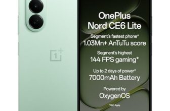 OnePlus Nord CE6 Lite | 6GB+128GB | Vivid Mint | Segment’s Fastest Dimensity 7400 Apex Processor | 7000mAh Battery | Segment’s Highest 144Hz Refresh Rate | 50MP Main Camera, 4K Video Recording