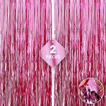 Crackles Metallic Fringe Pink Curtains Large Size 3 ft x 6 ft for Birthday, Anniversaries, Graduation, Retirement, Baby Shower, New Year Decoration- Pack of 2