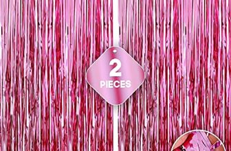 Crackles Metallic Fringe Pink Curtains Large Size 3 ft x 6 ft for Birthday, Anniversaries, Graduation, Retirement, Baby Shower, New Year Decoration- Pack of 2