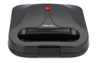 Bajaj SWX 5 800-Watt 2-Slice Sandwich Toaster | Non-Stick Coated Plates for Easy-to-Clean | Upright Compact Storage | Buckle Clips Lock | 2 Years Warranty 【Black】