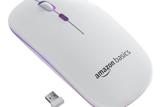amazon basics Rechargeable Wireless Mouse with RGB LED Backlit 1600 DPI Ergonomic Mouse for Laptop, PC
