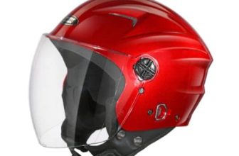 STUDDS RAY Super ISI Certified Open FACE Helmet for Men and Women with D – Ring Lock (Cherry RED M)