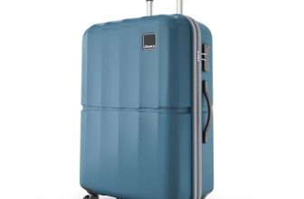 Safari Genius Theo 8 Wheels 76cm Large Size Check-in Trolley Bag, Hard Case Polycarbonate, 360 Degree Wheeling Luggage, Suitcase for Travel, Trolley Bags for Travel, Pearl Blue