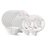 Larah by Borosil Boro Fluted Series Opalware Dinner Set | 21 Pieces for Family of 6 | Microwave & Dishwasher Safe | Bone-Ash Free | Crockery Set for Dining & Gifting | Plates & Bowls | White