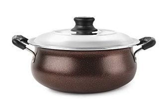Cello Non Stick Induction Compatible Gravy/Biryani Handi with Stainless Steel Lid, 2.5 LTR, Brown, 2.5 Liter