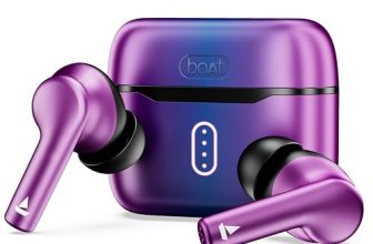 Boat Airdopes 141 Pro Buds, 13mm Drivers, Metallic Finish, 60HRS Battery, 4Mics ENx, Fast Charge, IPX5, v5.3 Bluetooth Earbuds, TWS Ear Buds Wireless Earphones with mic (Galactic Purple)