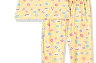 T2F Girls Cotton Printed Oversized Fit Crop Top and Pant Pajama Set