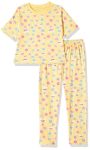 T2F Girls Cotton Printed Oversized Fit Crop Top and Pant Pajama Set