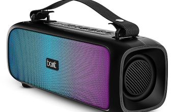Boat Stone 580 Bluetooth Speaker with 12W RMS Stereo Sound, LED Lights, Up to 8 HRS Playtime, TWS Feature, FM Radio, Multi-Compatibility Mode, IPX4(Midnight Black)