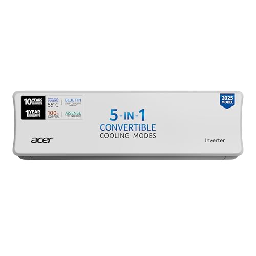 Acer 1.5 Ton 3 Star Split AC (5-In-1 Convertible Cooling Modes, AiSense Technology, ArcticWrap Cooling, PM 1.0 Microbacterial Filter, High Ambient Temperature of 55 °C – AR15AS3IS1HLE25)