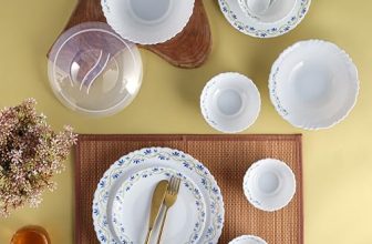Cello Opalware Dazzle Series Morning Glory Dinner Set, 35 Units | Opal Glass Crockery for 6 | Microwave & Dishwasher Safe | Light-Weight & Thermal Resistant | Crockery Set for Dining & Gifting