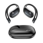 pTron Bassbuds Trendz Open Ear Wireless Earbuds, SafeBeats Design, HD Mics & TruTalk AI-ENC Calls, 45Hrs Playtime, App Support, 14.2mm Drivers, BT6.0 Headphones, Type C Charging & IPX5 (Pearl Black)
