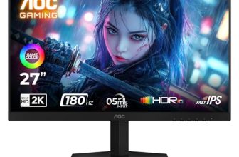 AOC Q27G11E 27″ QHD Gaming Monitor – Black/Red | 2560×1440 Fast IPS| 180Hz Refresh | 0.5ms MPRT|Adaptive Sync| HDR10| Tilt Stand & Low Blue Light