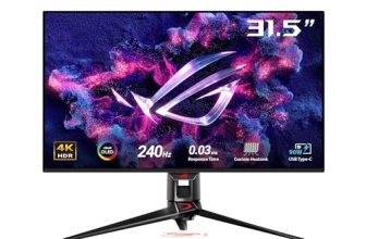 ASUS ROG Swift 32” 4K OLED Gaming Monitor (PG32UCDM) – UHD (3840 x 2160), QD-OLED, 240Hz, 0.03ms, G-SYNC Compatible, Custom Heatsink, Graphene Film, 99% DCI-P3, True 10-bit, 90W USB-C