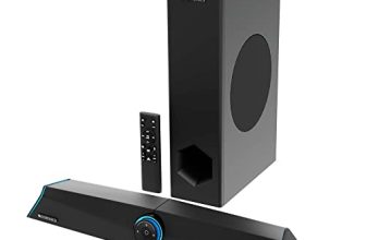 ZEBRONICS Zeb Sonic BAR 100-120W RMS Soundbar with Subwoofer, RGB LED, HDMI ARC, BT v5.0, AUX, Type C + Dual 3.5mm Audio Ports, Virtual 5.1 and 3D Surround Sound, Black
