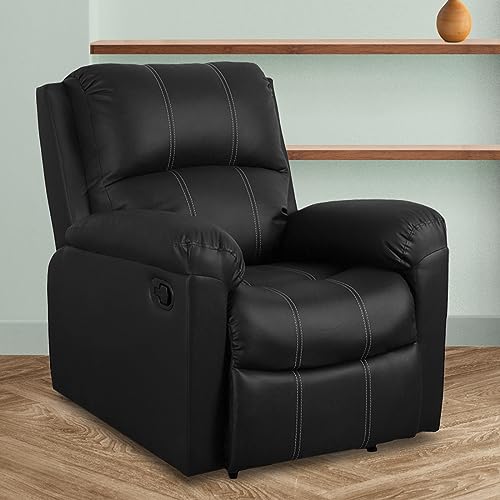 Recliners India -Spino Single Seater Recliner Sofa | 3 Modes of Comfort | 1-Year Manufacturer Warranty | Manual Recliner Chair | Color- Black | Cushion Armrest | Living Room Recliner Sofa