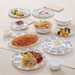 Larah By Borosil Moon Moonbeam Dinner Set – 21 Pcs, Opal Glass Dinner Plates & Bowls Crockery Set for Dinning, White