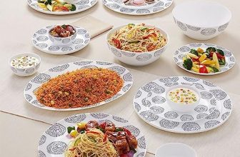 Larah By Borosil Moon Moonbeam Dinner Set – 21 Pcs, Opal Glass Dinner Plates & Bowls Crockery Set for Dinning, White